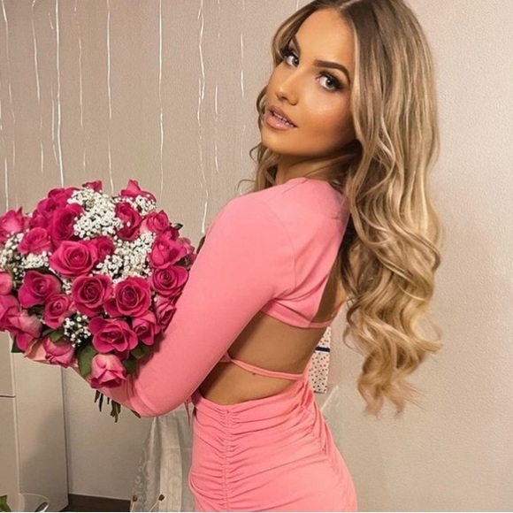 Zara PINK LONG SLEEVE CROP TOP XS - Picture 6 of 8